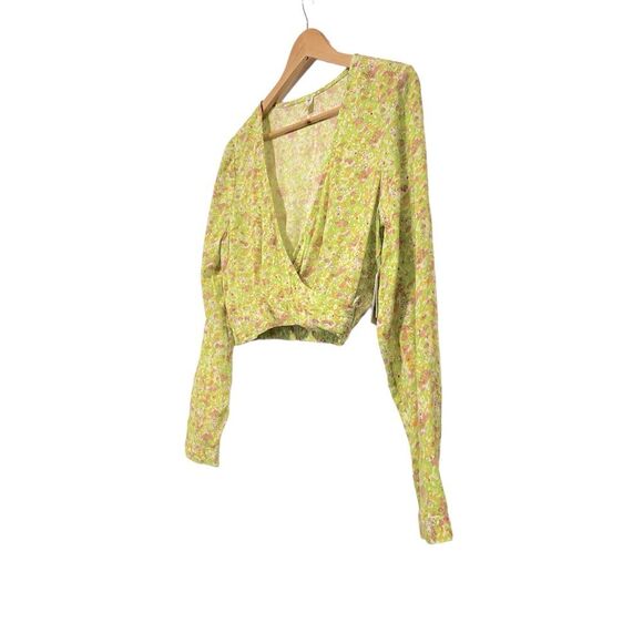 Nordstrom BP Green Hannah Kate Surplice V-Neck Crop Top Small NWT - Picture 10 of 15